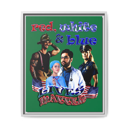 rw&b lives matter - framed canvas art (dark green)