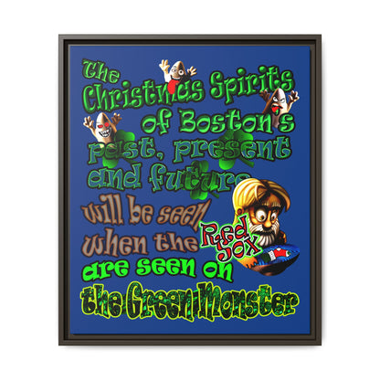 christmas spirits of boston - framed canvas art (dark blue)