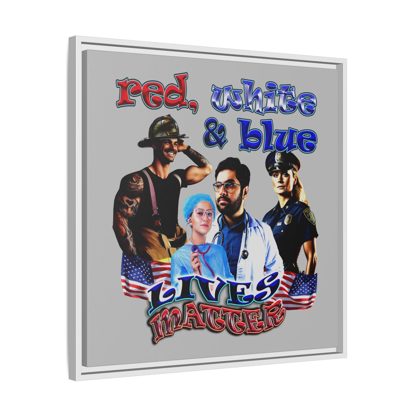 rw&b lives matter - framed canvas art (light grey)