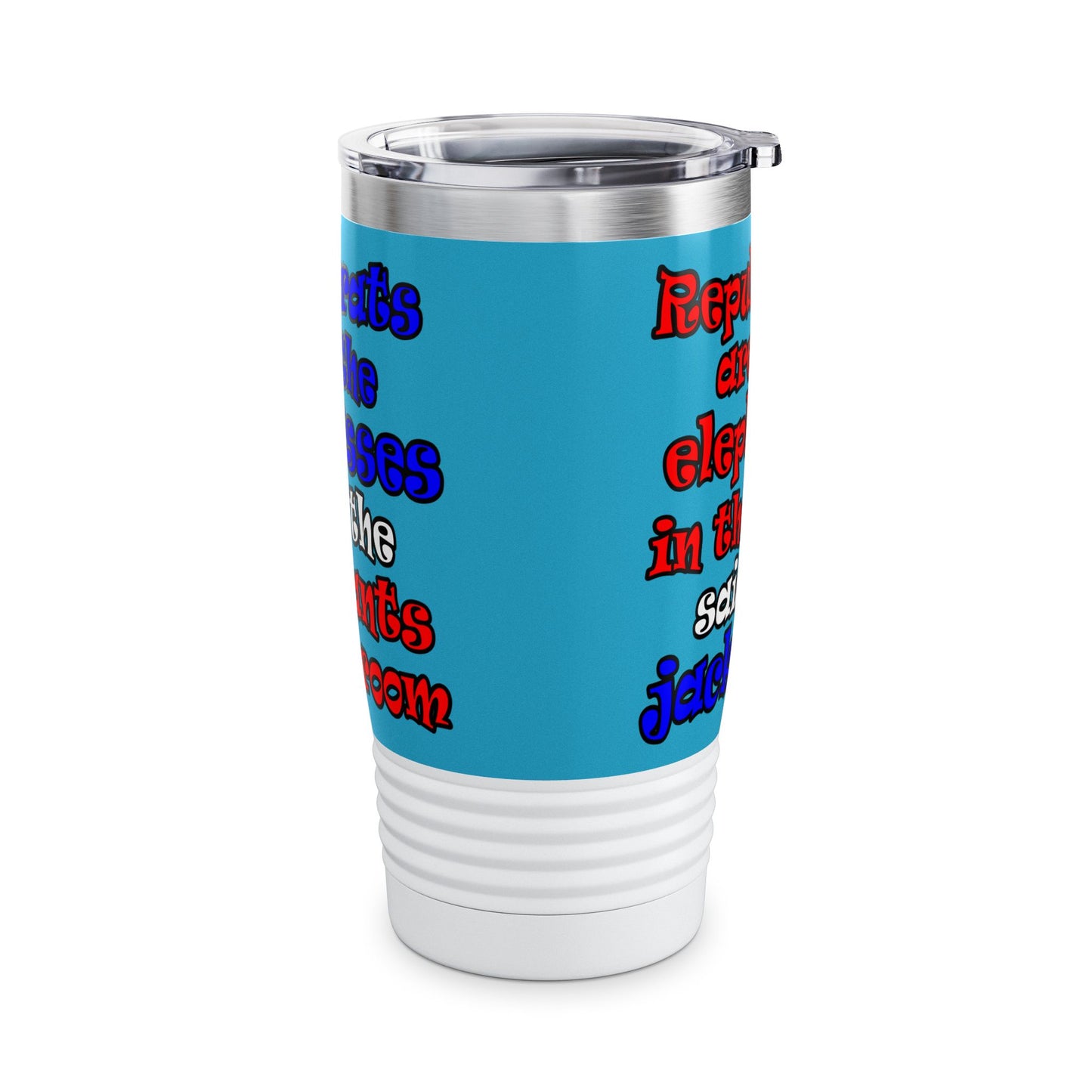donkeys and elephants - Ringneck Tumbler, 20oz (turquoise)