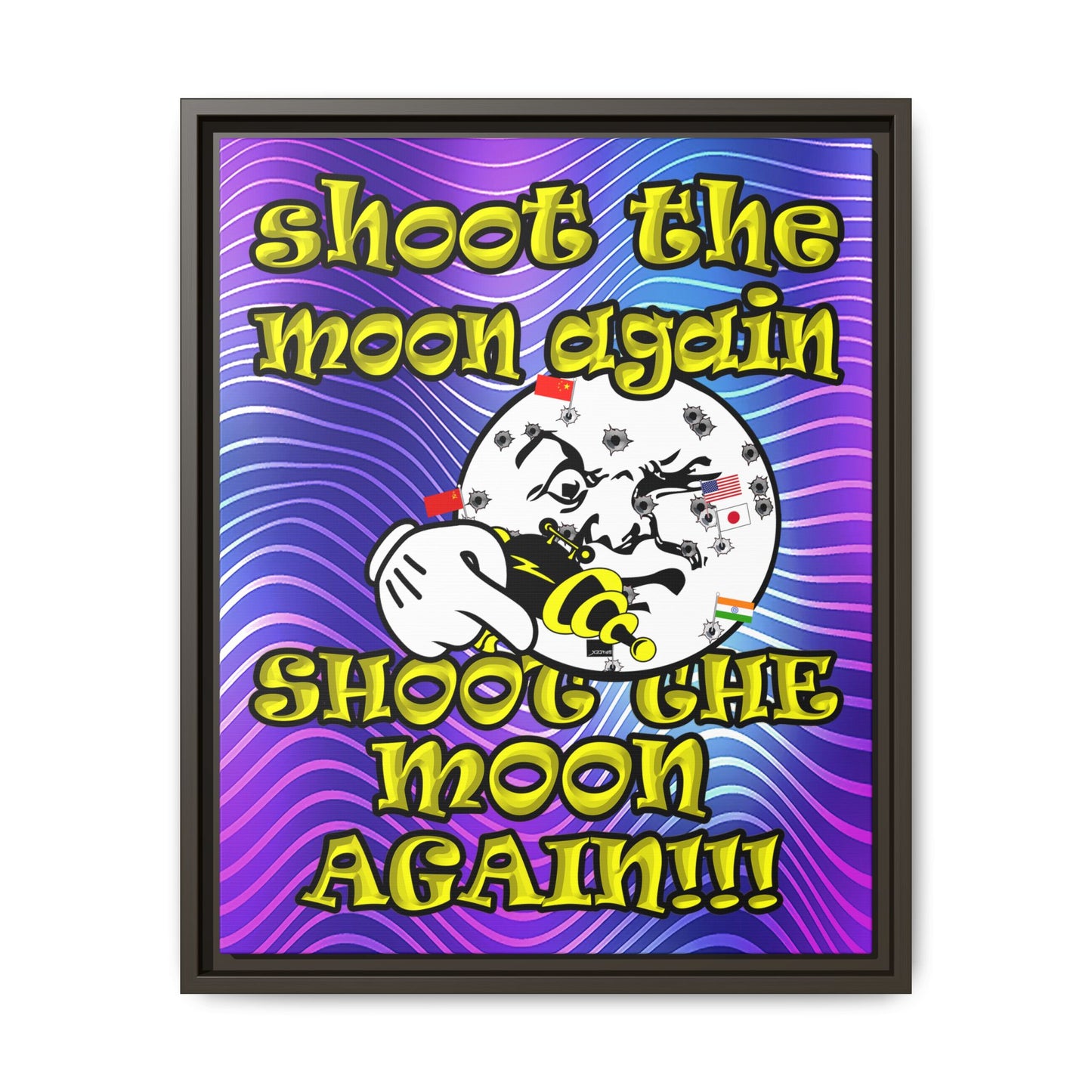 shoot the moon again - framed canvas art (purple wave)