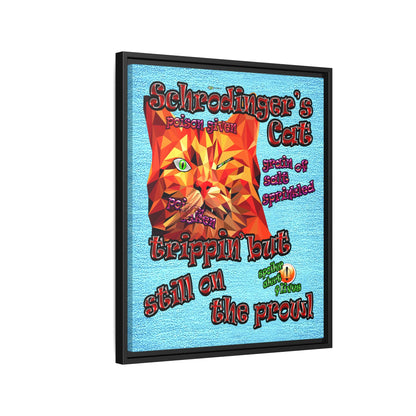 schrodinger's cat - framed canvas art (faded blue)