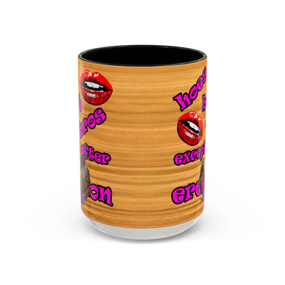 hoes b4 bros - Accent Mug (butterscotch wood finish)