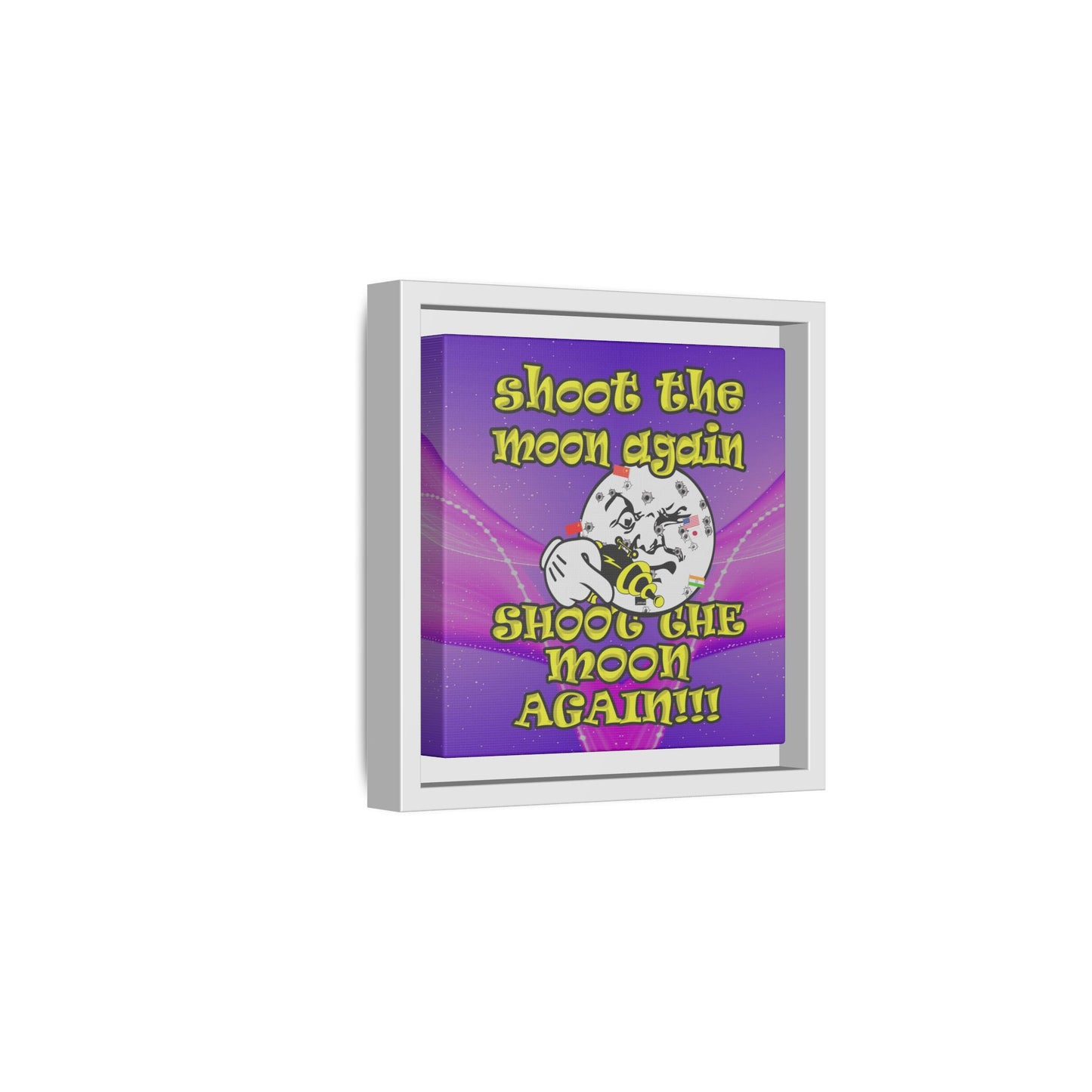 shoot the moon again - framed canvas art (purple-pink wave)