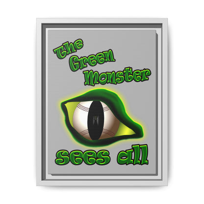 green monster - framed canvas art (light grey)