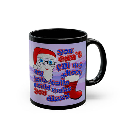 santa's shoes - Black Mug (light blue-pink wave)