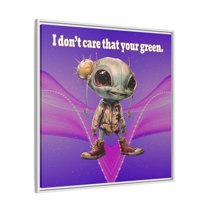 I don't care that your green - framed canvas art (purple-pink wave)