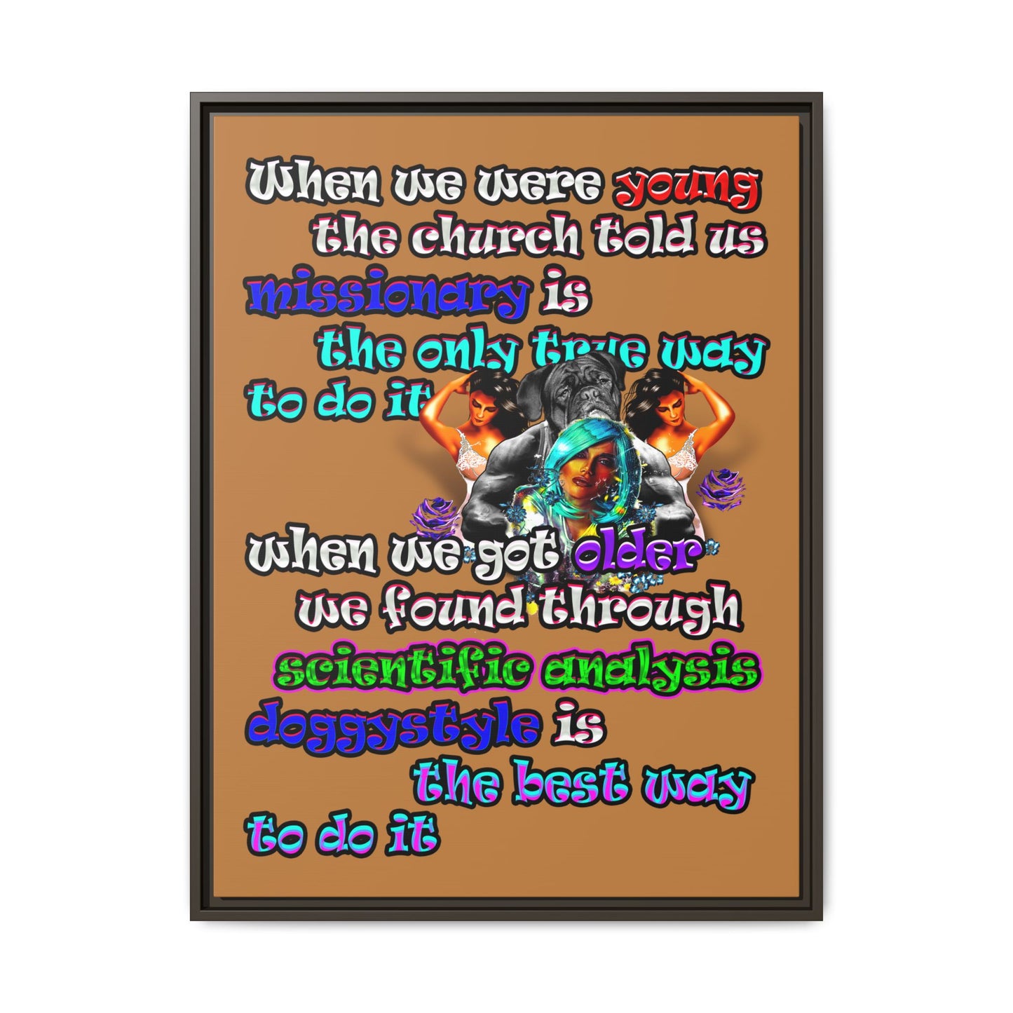 doggystyle - framed canvas art (light brown)