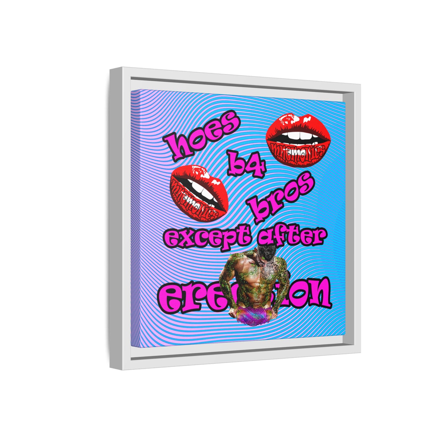 hoes b4 bros - framed canvas art (light blue-purple wave)