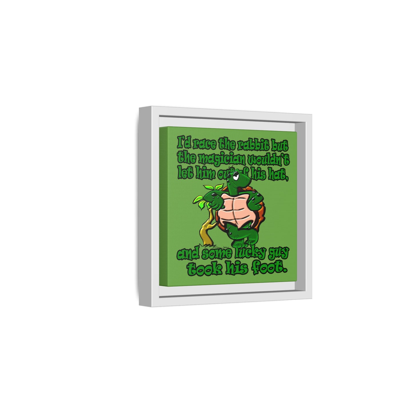 turtle race - framed canvas art (green)