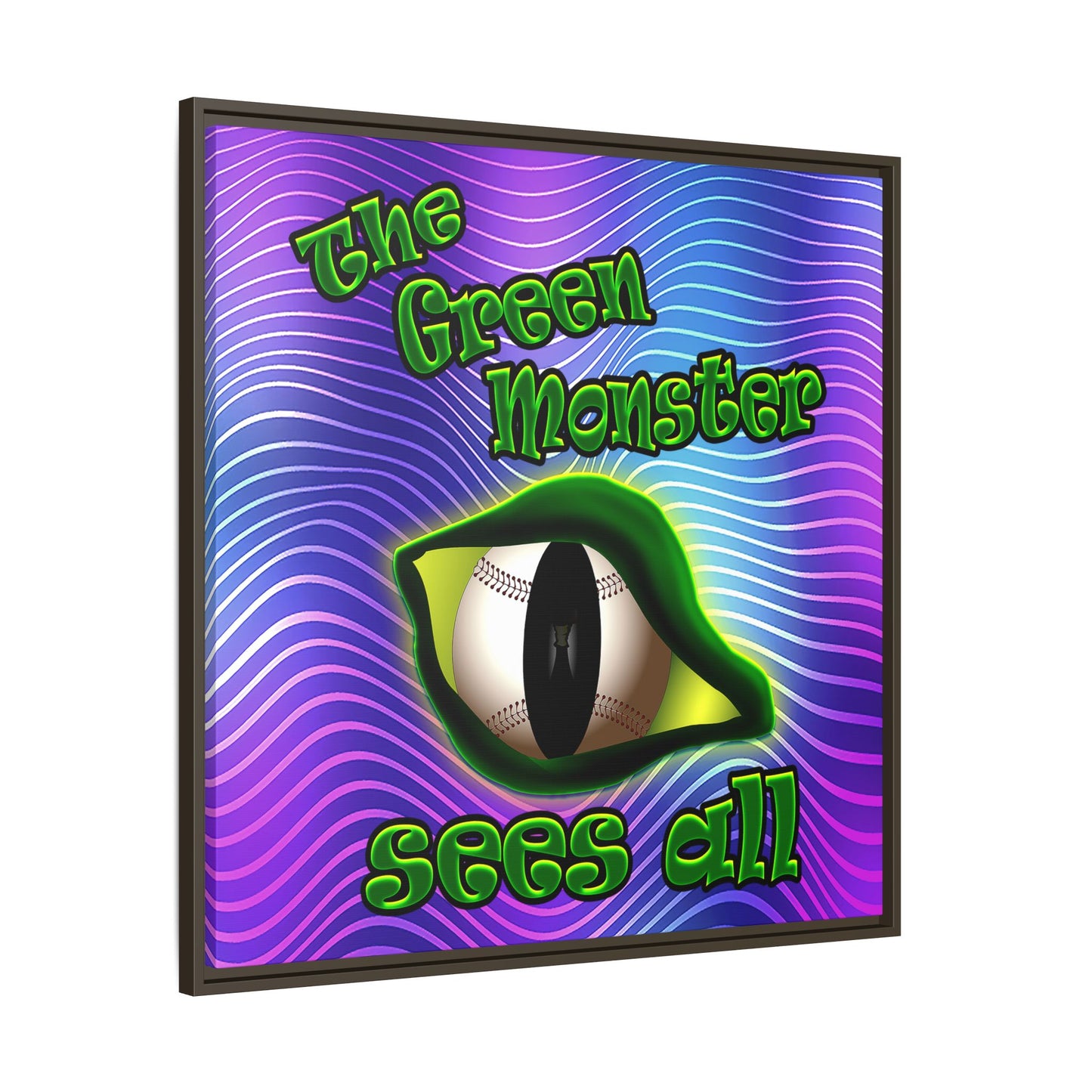 green monster - framed canvas art (purple wave)