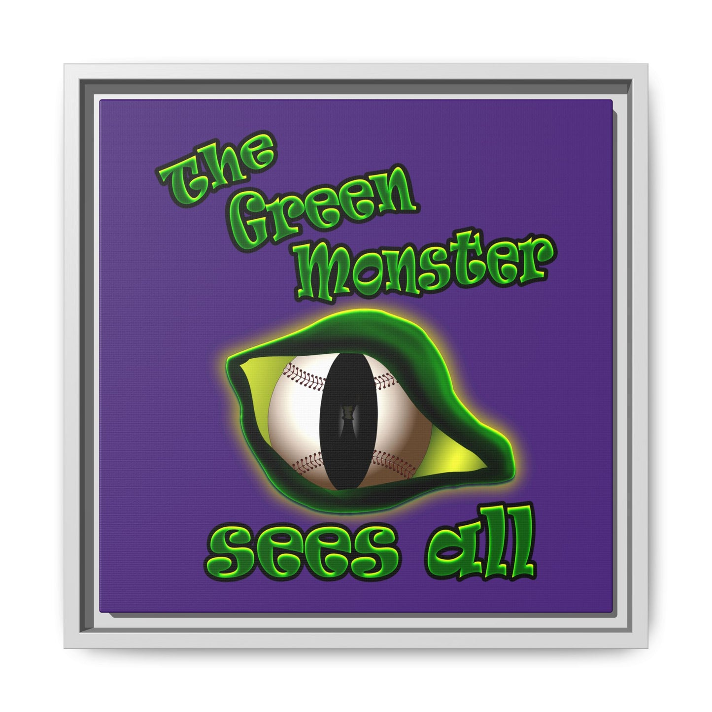 green monster - framed canvas art (purple)