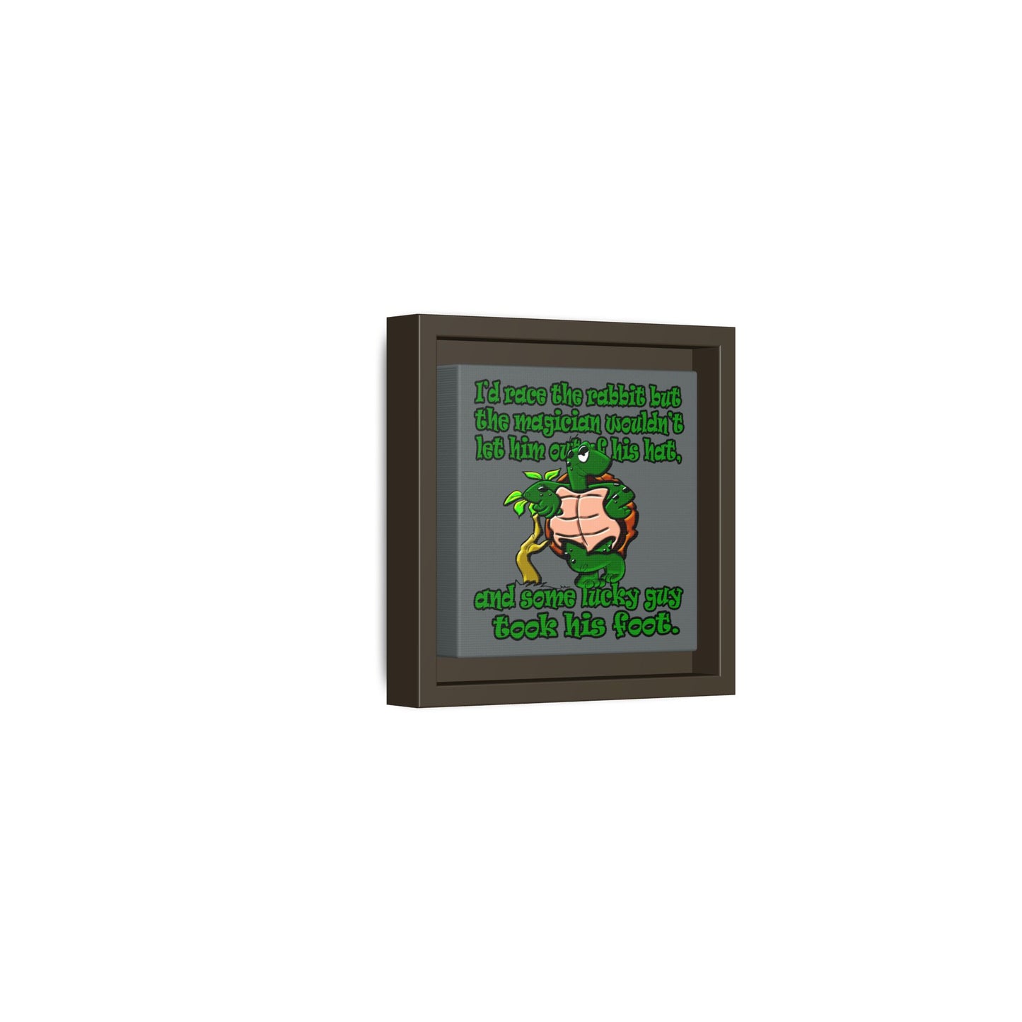 turtle race - framed canvas art (dark grey)