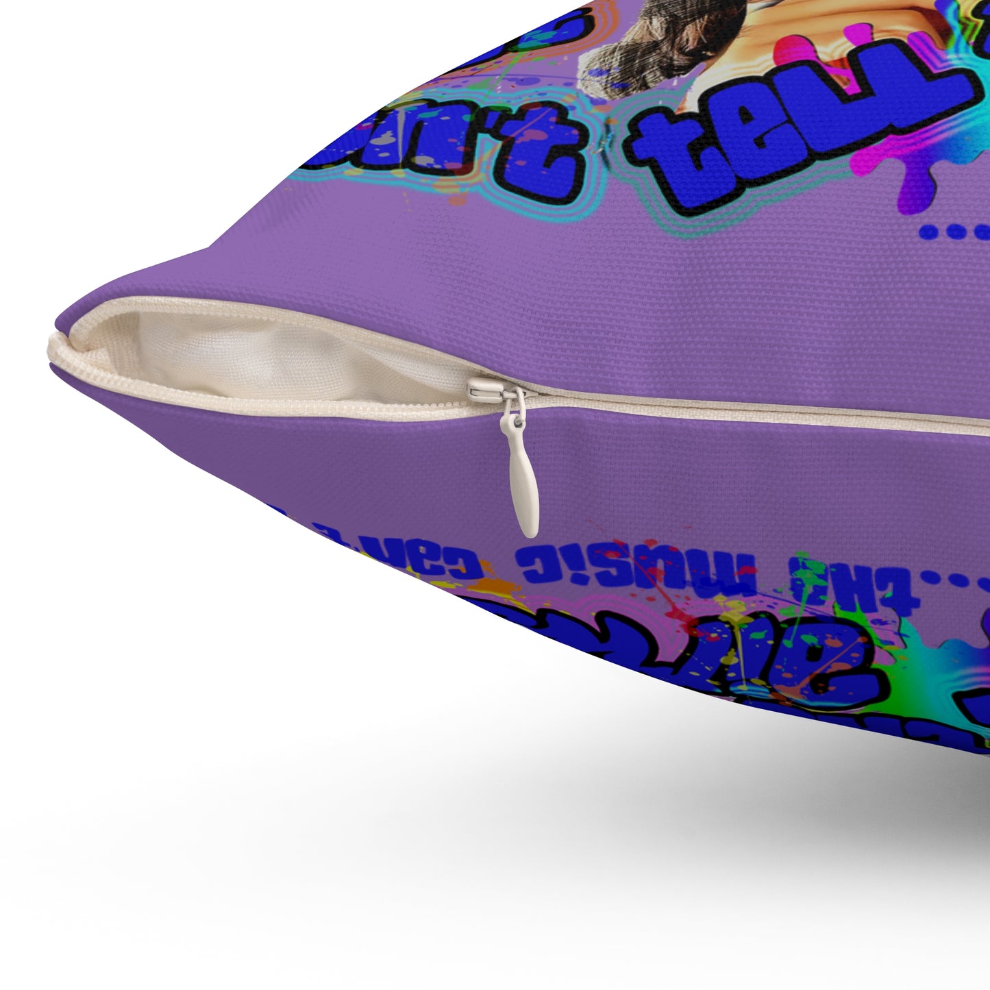 drop the beat - Spun Polyester Square Pillow - (light purple)