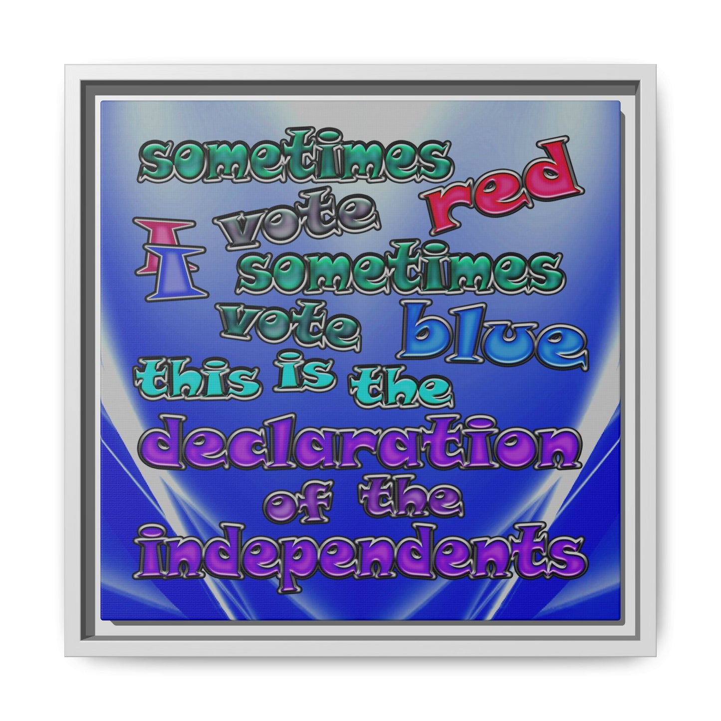 declaration of the independents - framed canvas art (blue-white wave)