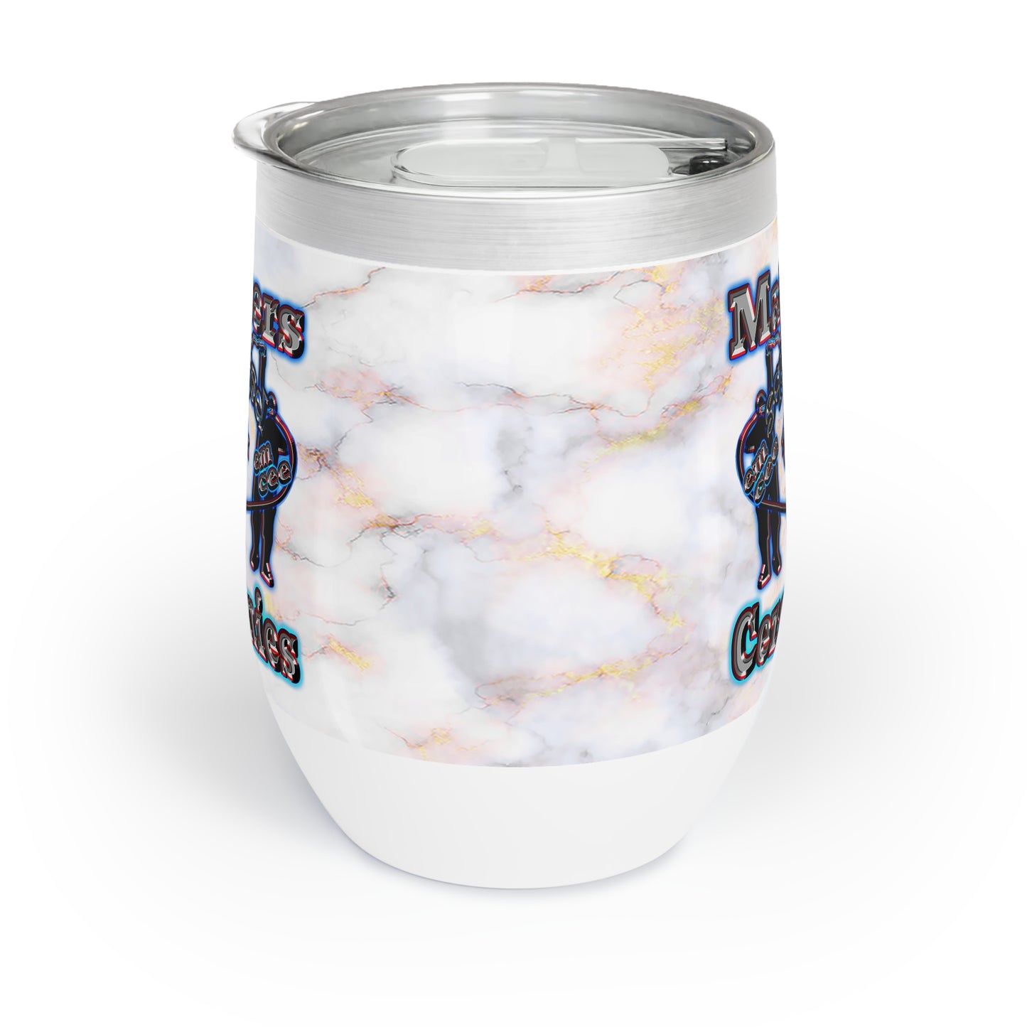 em cee squared - Chill Wine Tumbler (white marble)