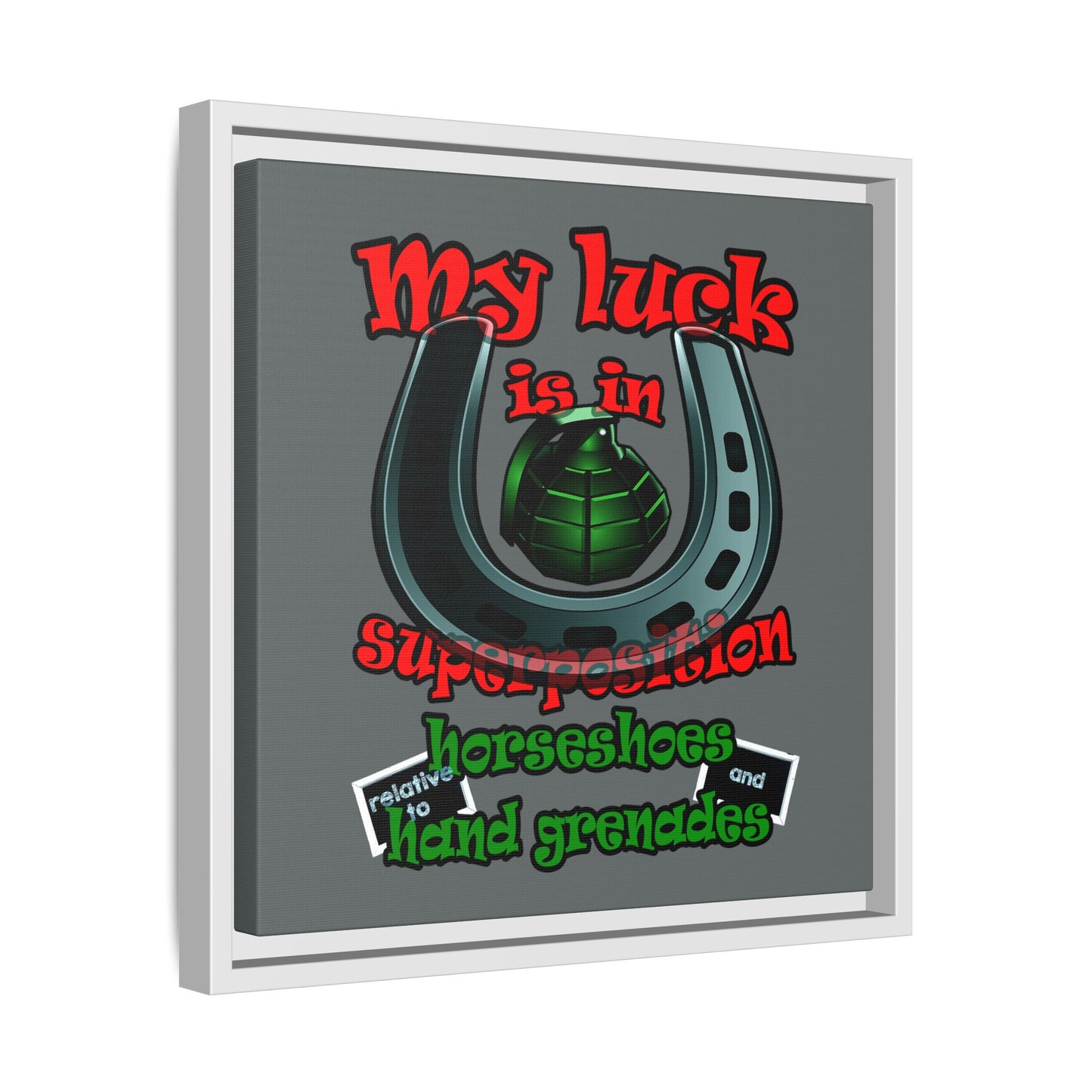my luck - framed canvas art (dark grey)