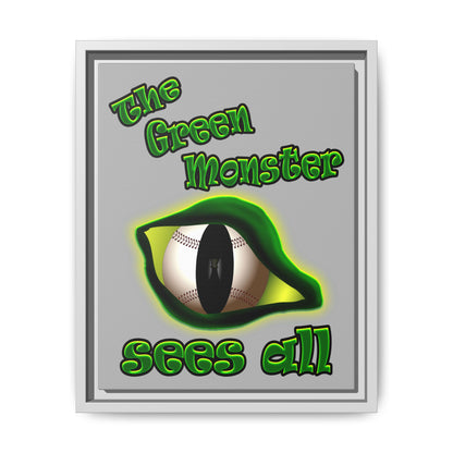 green monster - framed canvas art (light grey)