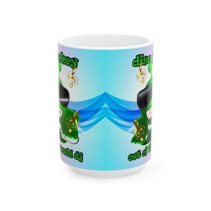 disc jockey - White Mug (light blue-pink wave)