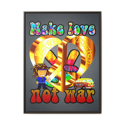 love peace - framed canvas art (grey-light grey)