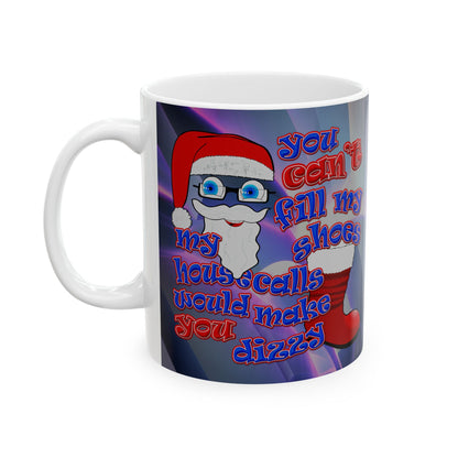 santa's shoes - White Mug (grey-pink wave)