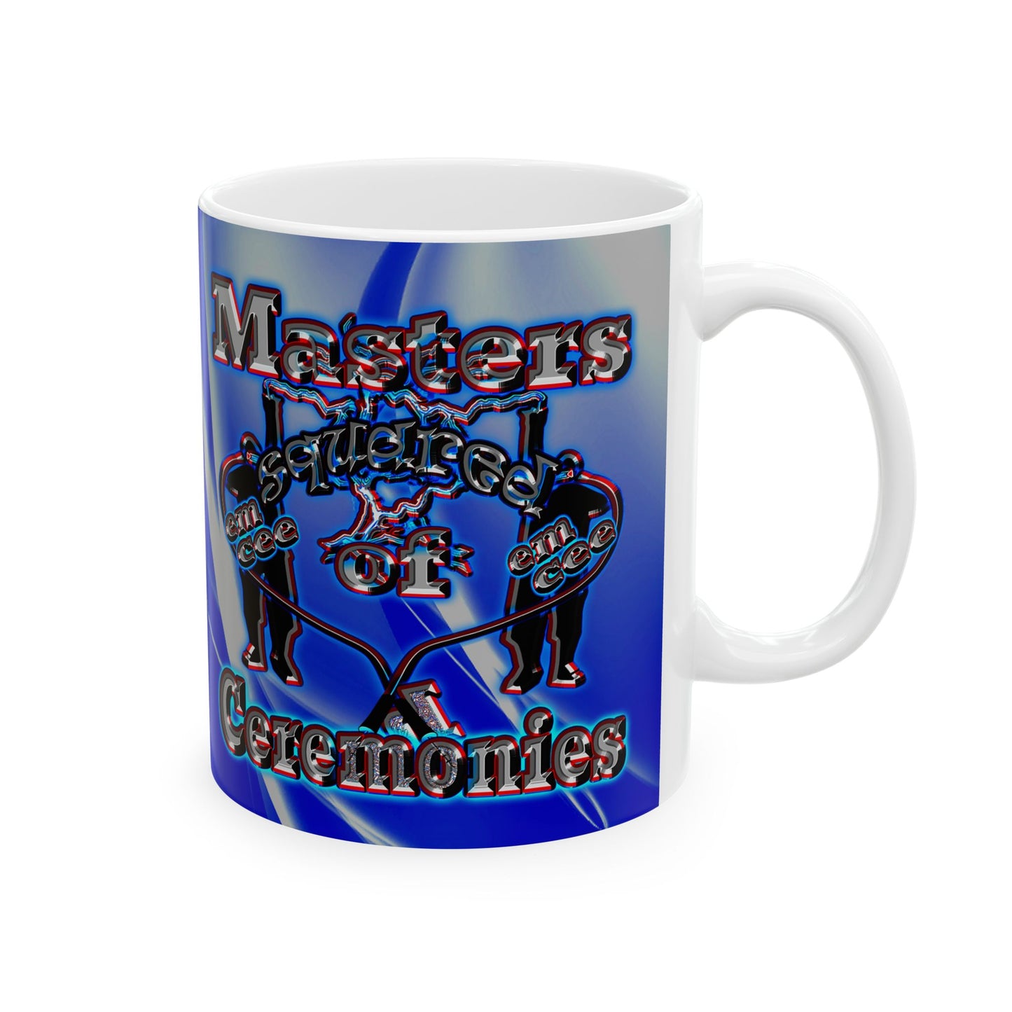 em cee squared - White Mug (blue-white wave)