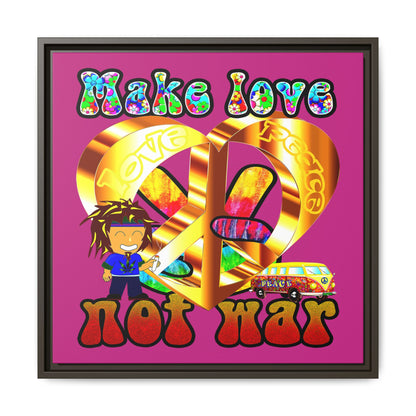 love peace - framed canvas art (pink)