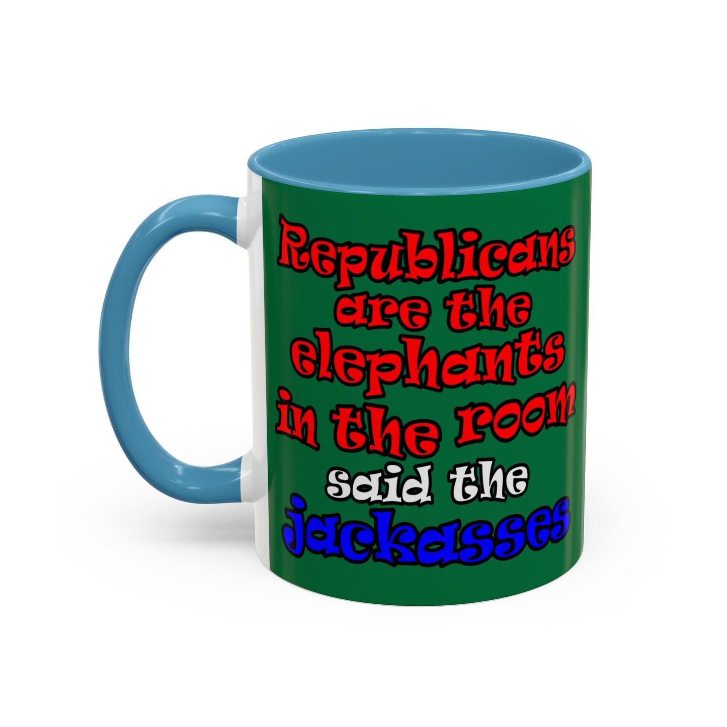 donkeys and elephants - Accent Mug (dark green)