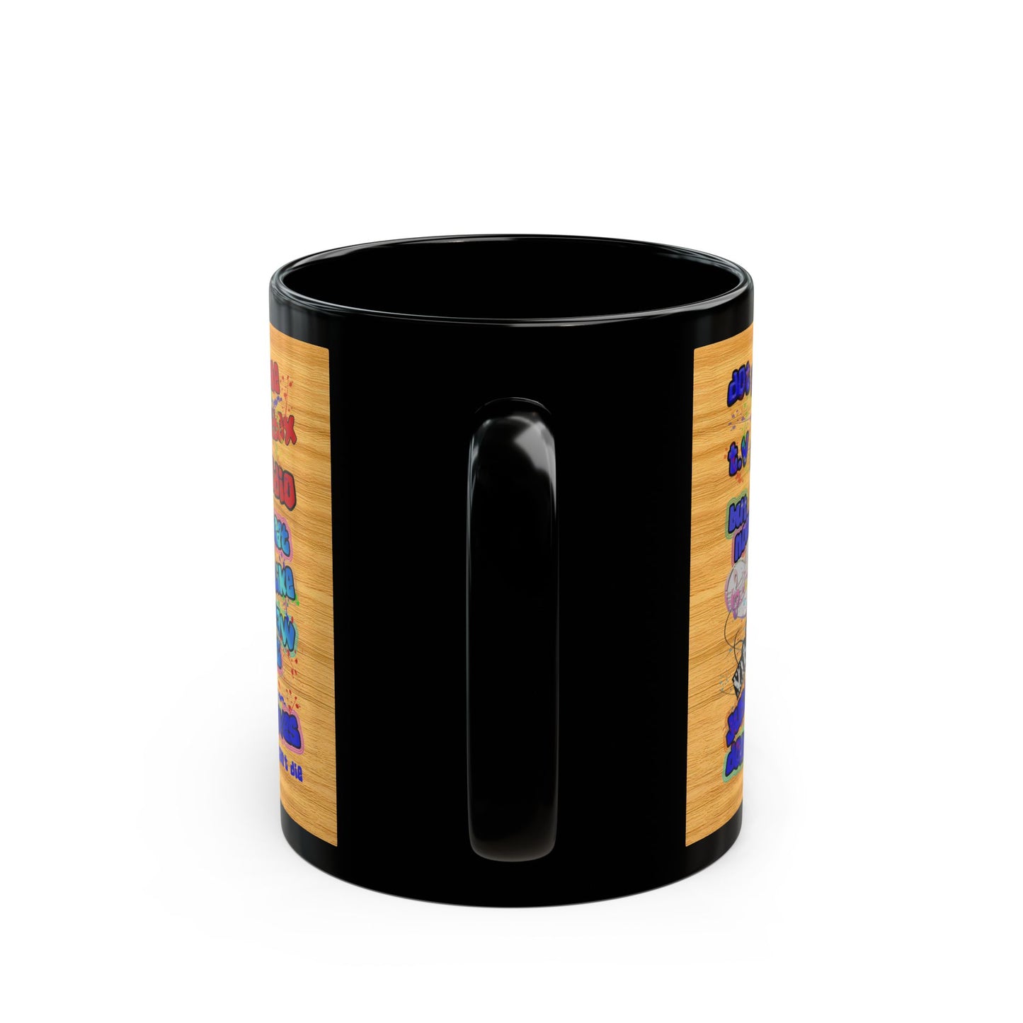 drop the beat - Black Mug (butterscotch wood finish)