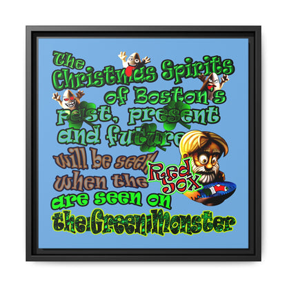 christmas spirits of boston - framed canvas art (light blue)
