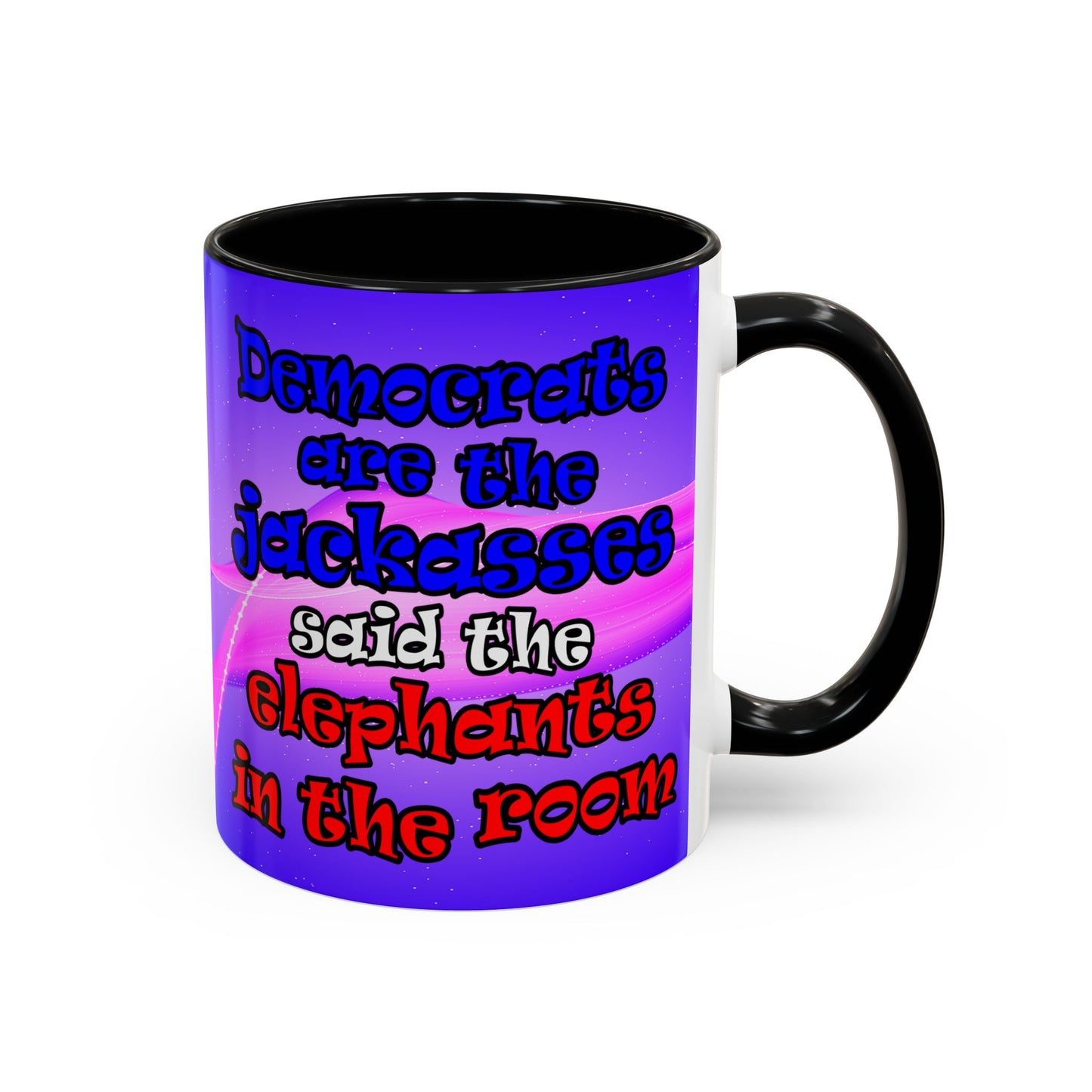 donkeys and elephants - Accent Mug (purple-pink wave)