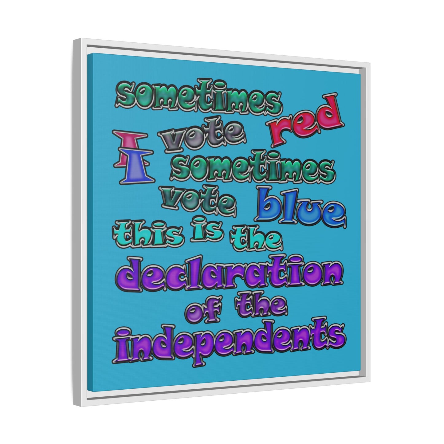 declaration of the independents - framed canvas art (turquoise)