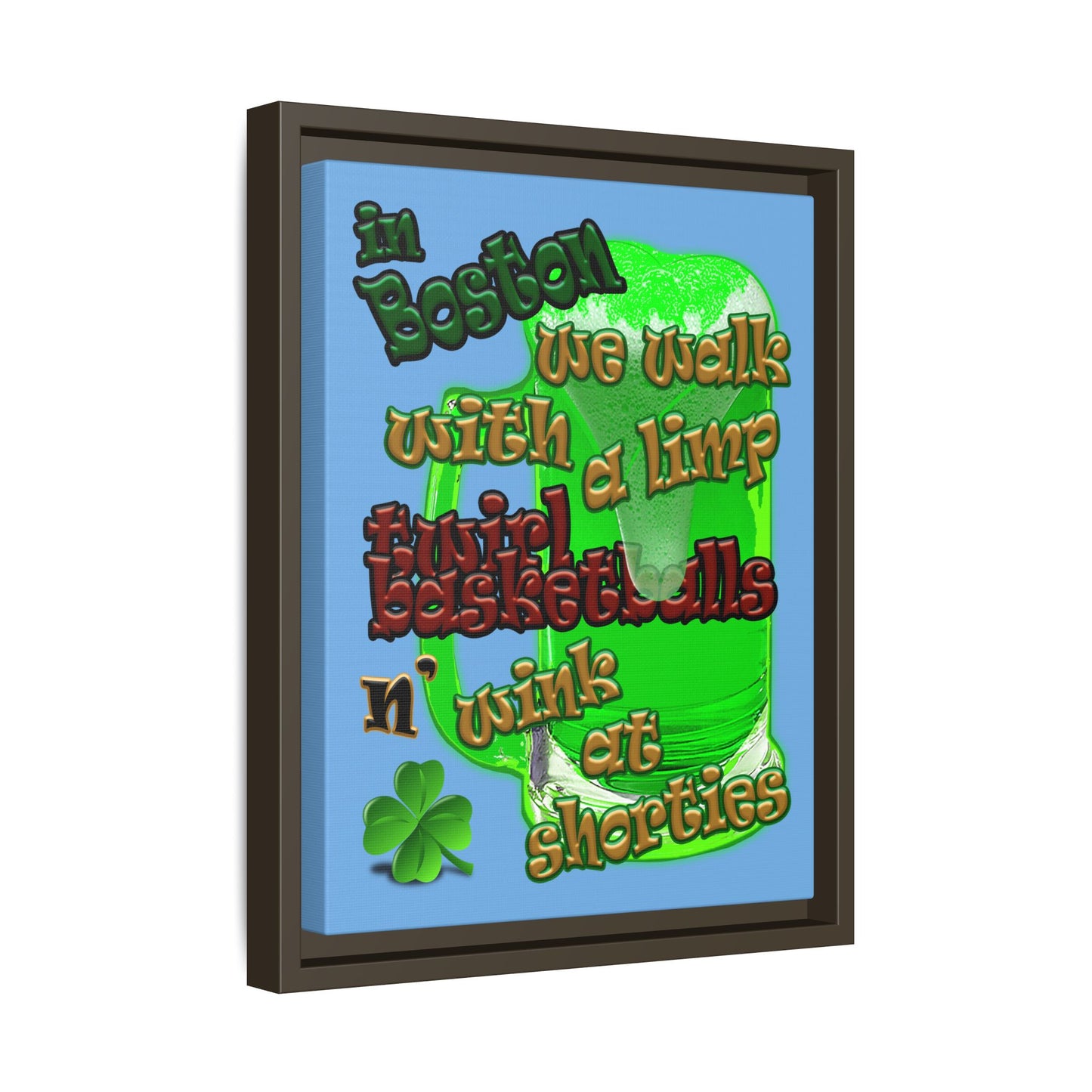 celtics logo - framed canvas art (light blue)