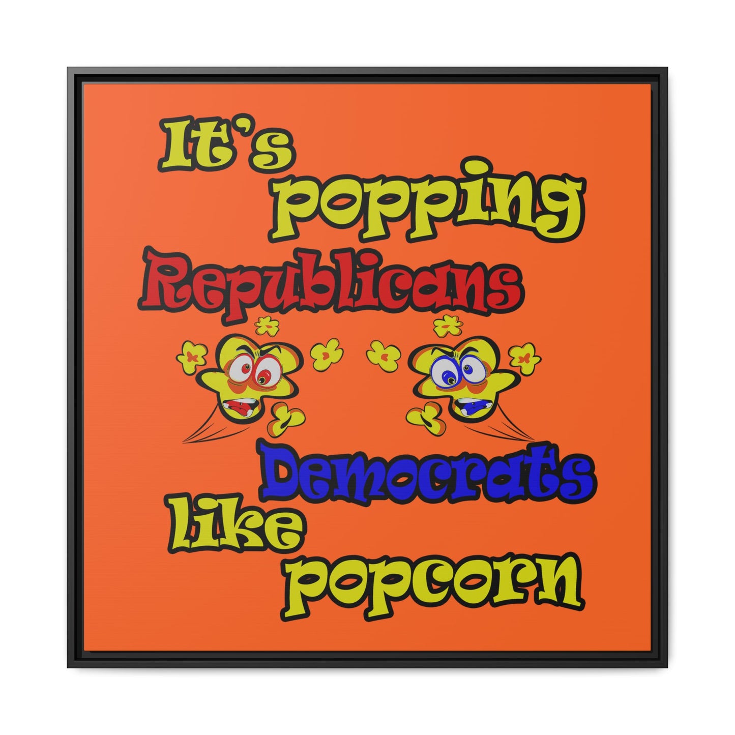 popping like popcorn - framed canvas art (orange)
