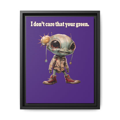 I don't care that your green - framed canvas art (purple)