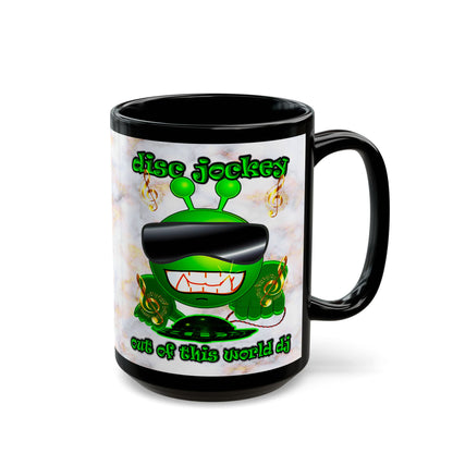 disc jockey - Black Mug (white marble)