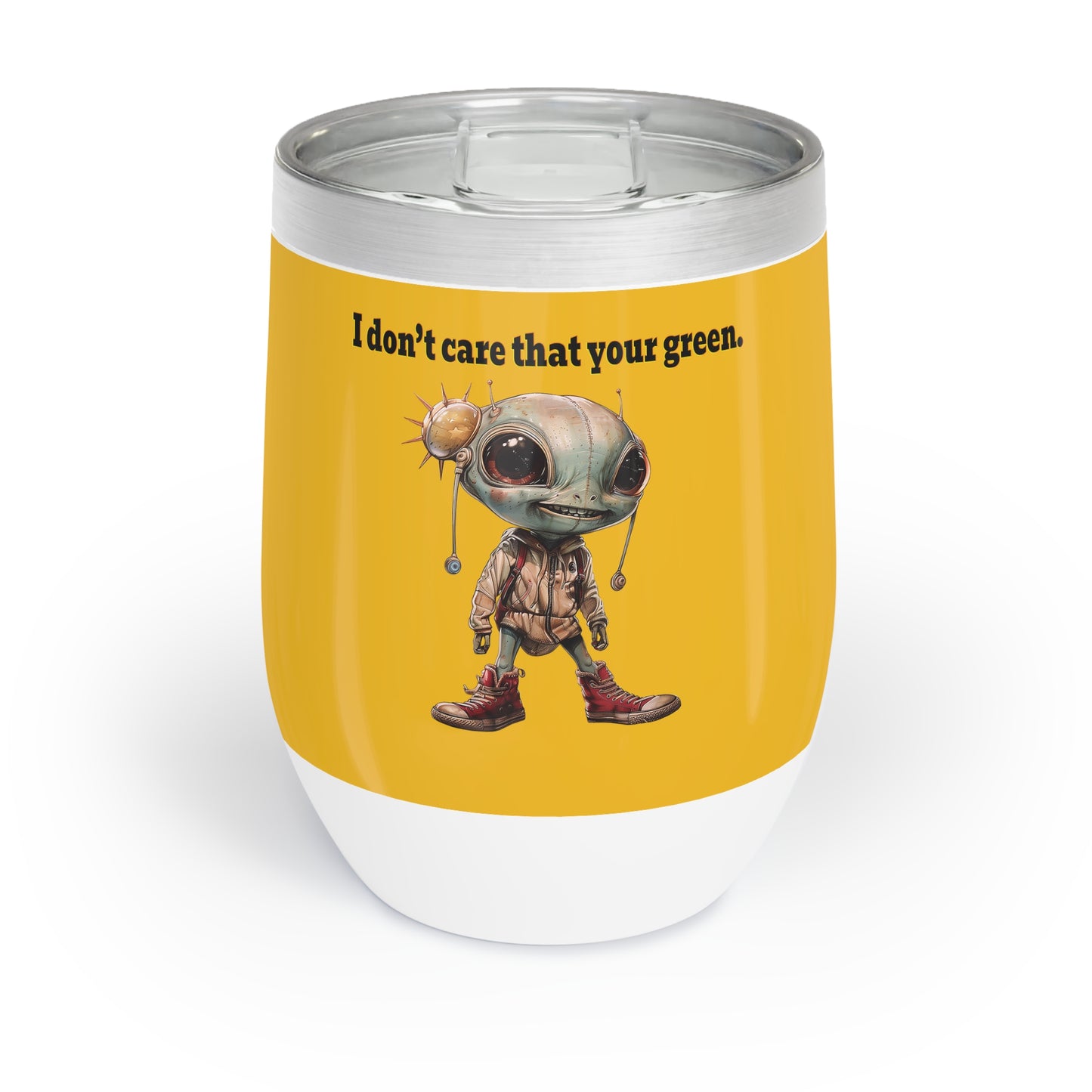 I don't care that your grey - Chill Wine Tumbler (yellow)