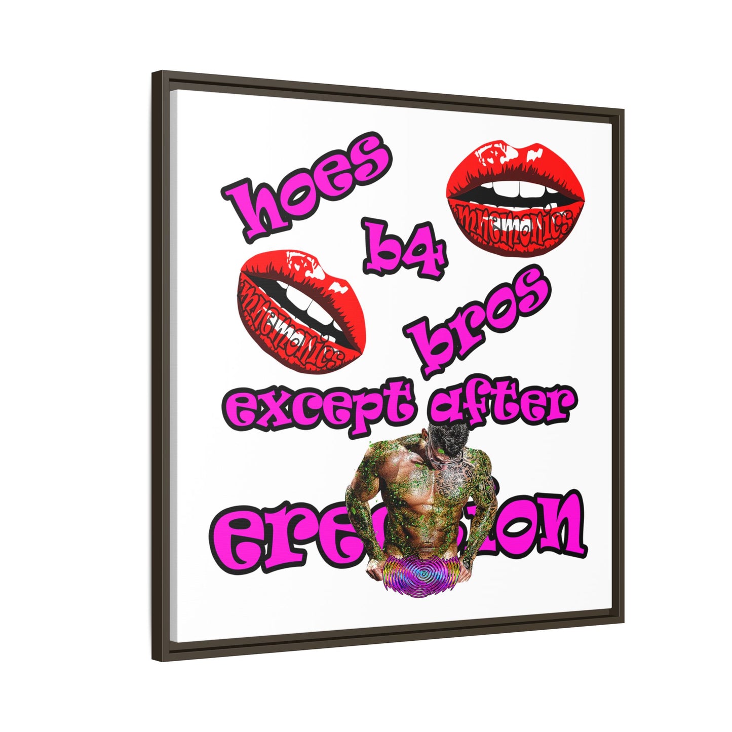 hoes b4 bros - framed canvas art (white)