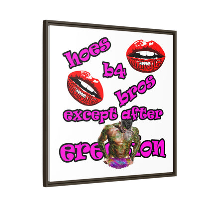 hoes b4 bros - framed canvas art (white)