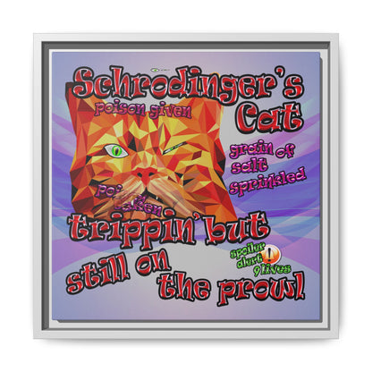 schrodinger's cat - framed canvas art (light blue-pink wave)