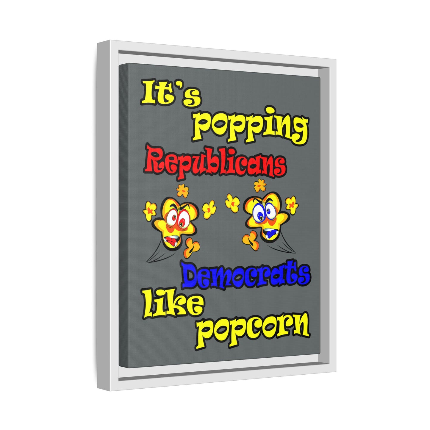 popping like popcorn - framed canvas art (dark grey)