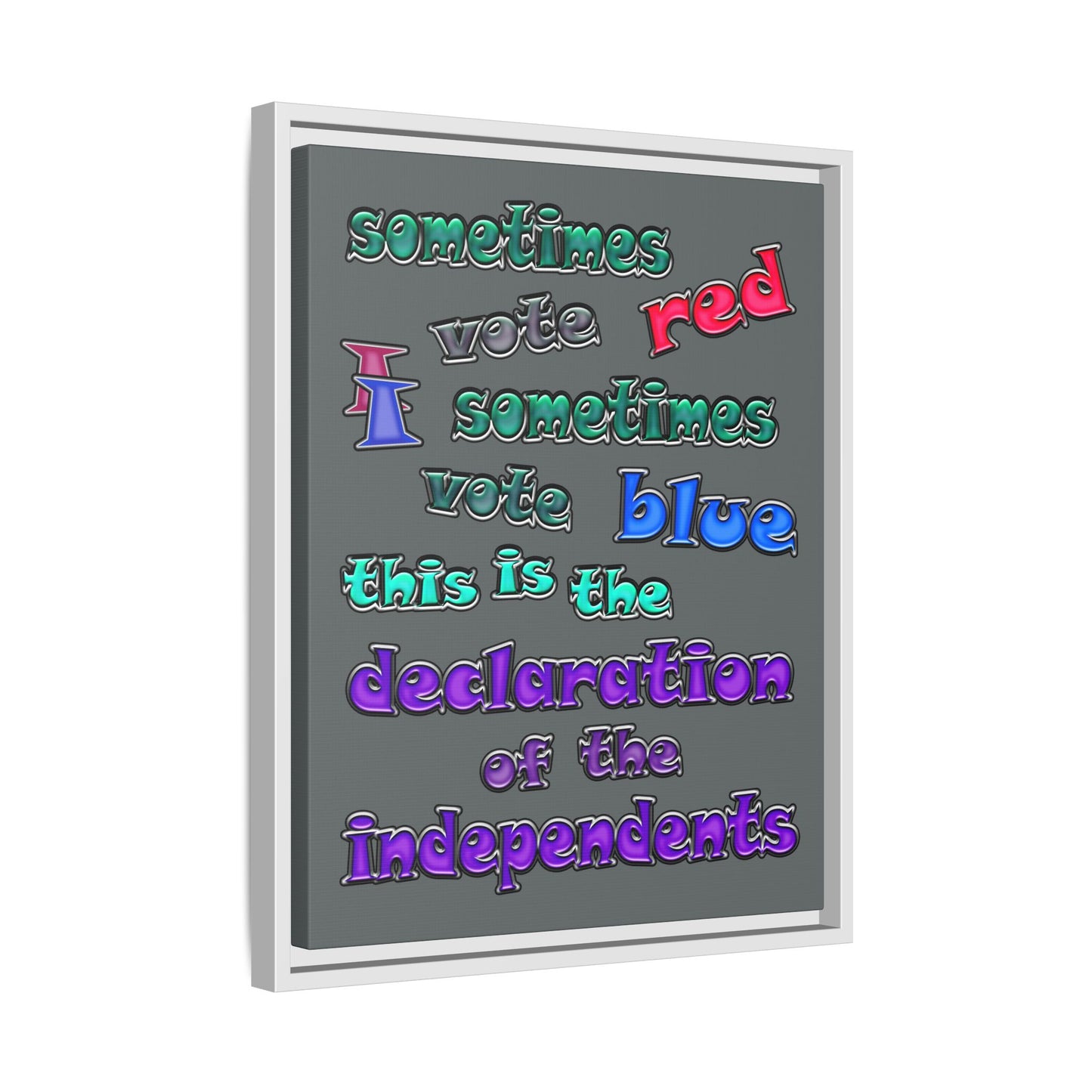 declaration of the independents - framed canvas art (dark grey)