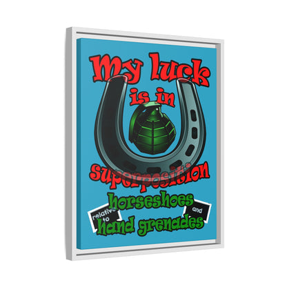 my luck - framed canvas art (turquoise)