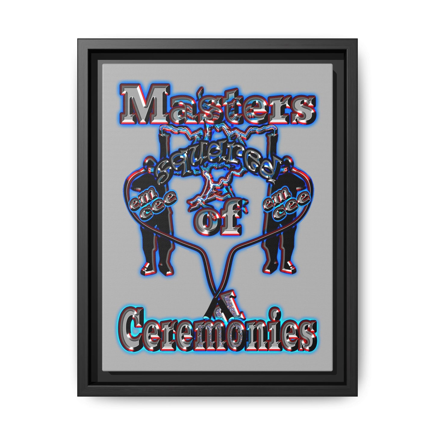 em cee squared - framed canvas art (light grey)
