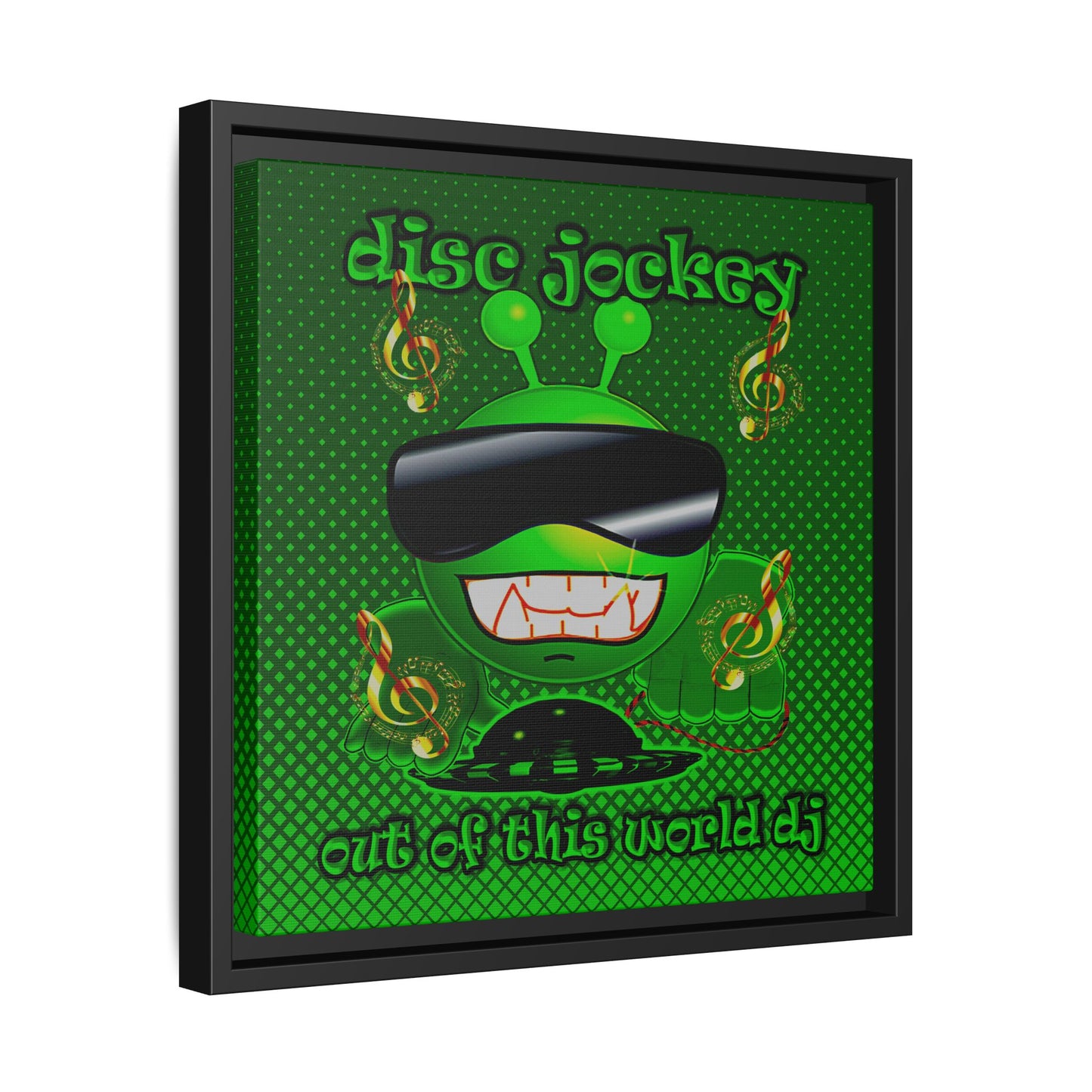 disc jockey - framed canvas art (logo green)
