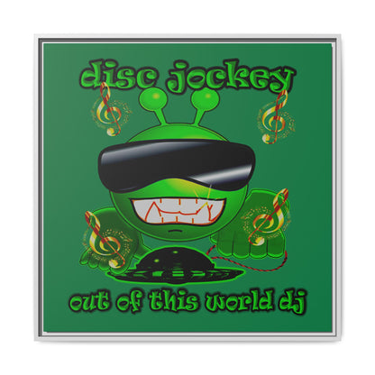 disc jockey - framed canvas art (dark green)