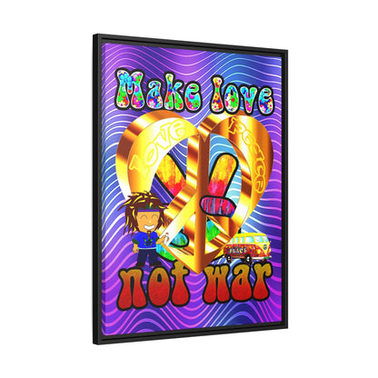 love peace - framed canvas art (purple wave)