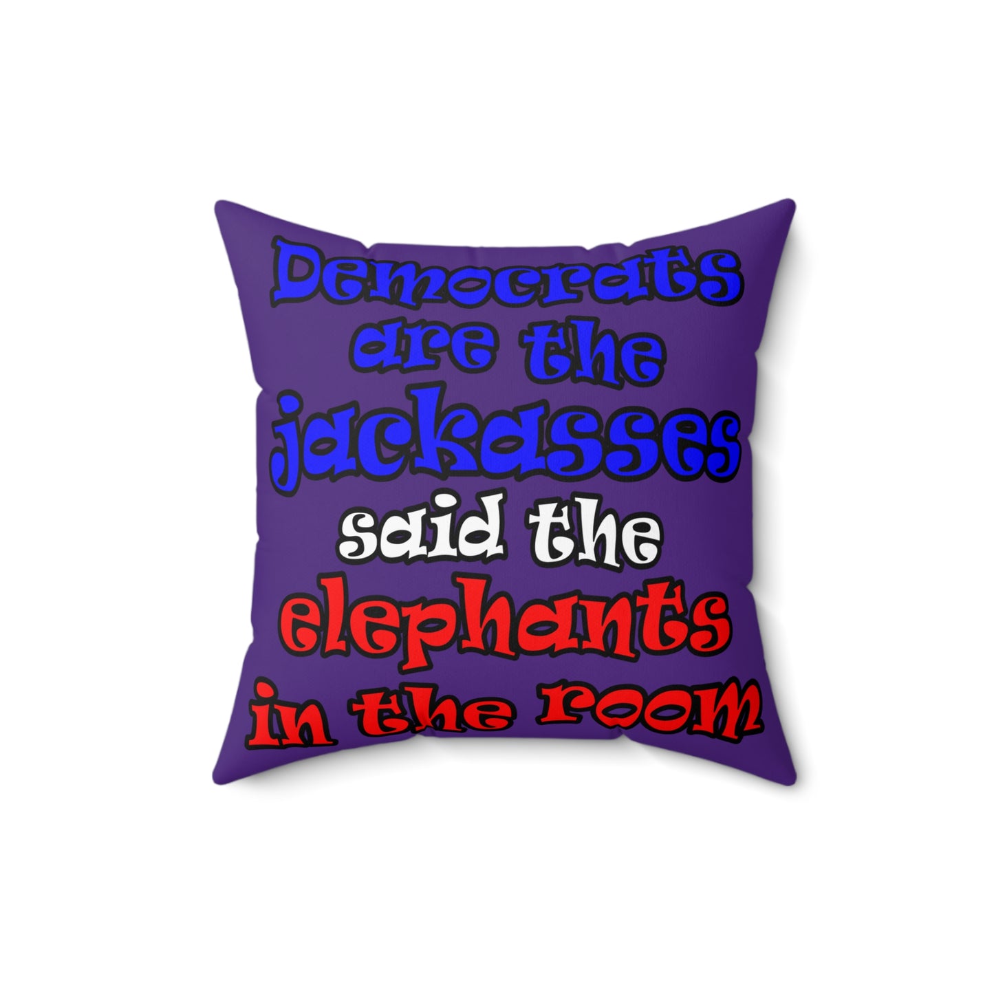 donkeys and elephants - Spun Polyester Square Pillow - (purple)