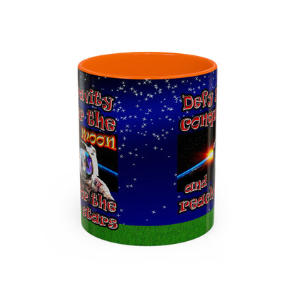 defy conquer reach - Accent Mug ('snoops' background)