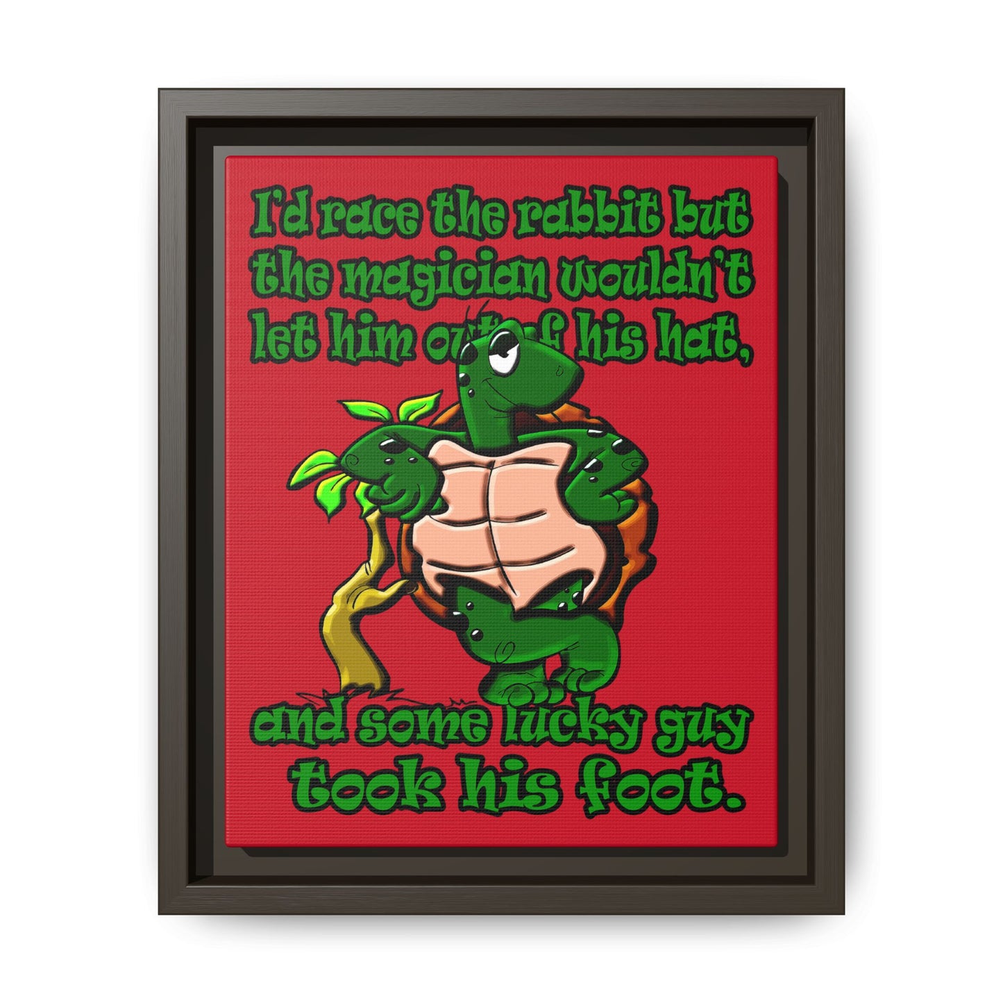 turtle race - framed canvas art (dark red)